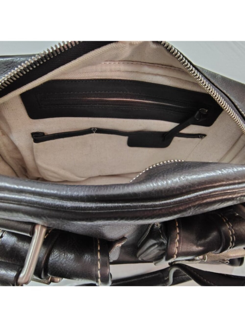 Michael Michael Kors Black Leather Satchel Shoulder Bag – Y2K Multi-Pocket Purse - Picture 8 of 16